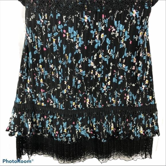 Chelsea28 black floral pleated Lace minidress XS - Picture 4 of 9